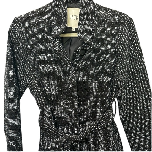 Jack by BB Dakota Black Tweed Coat Button Closure with Tie Belt Size XS - Picture 6 of 11